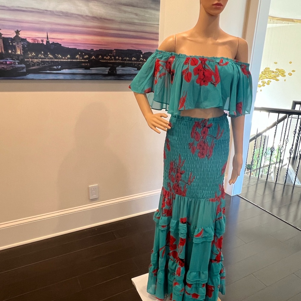 Maxi two pieces, green and red summer outfit - Picture 4 of 5
